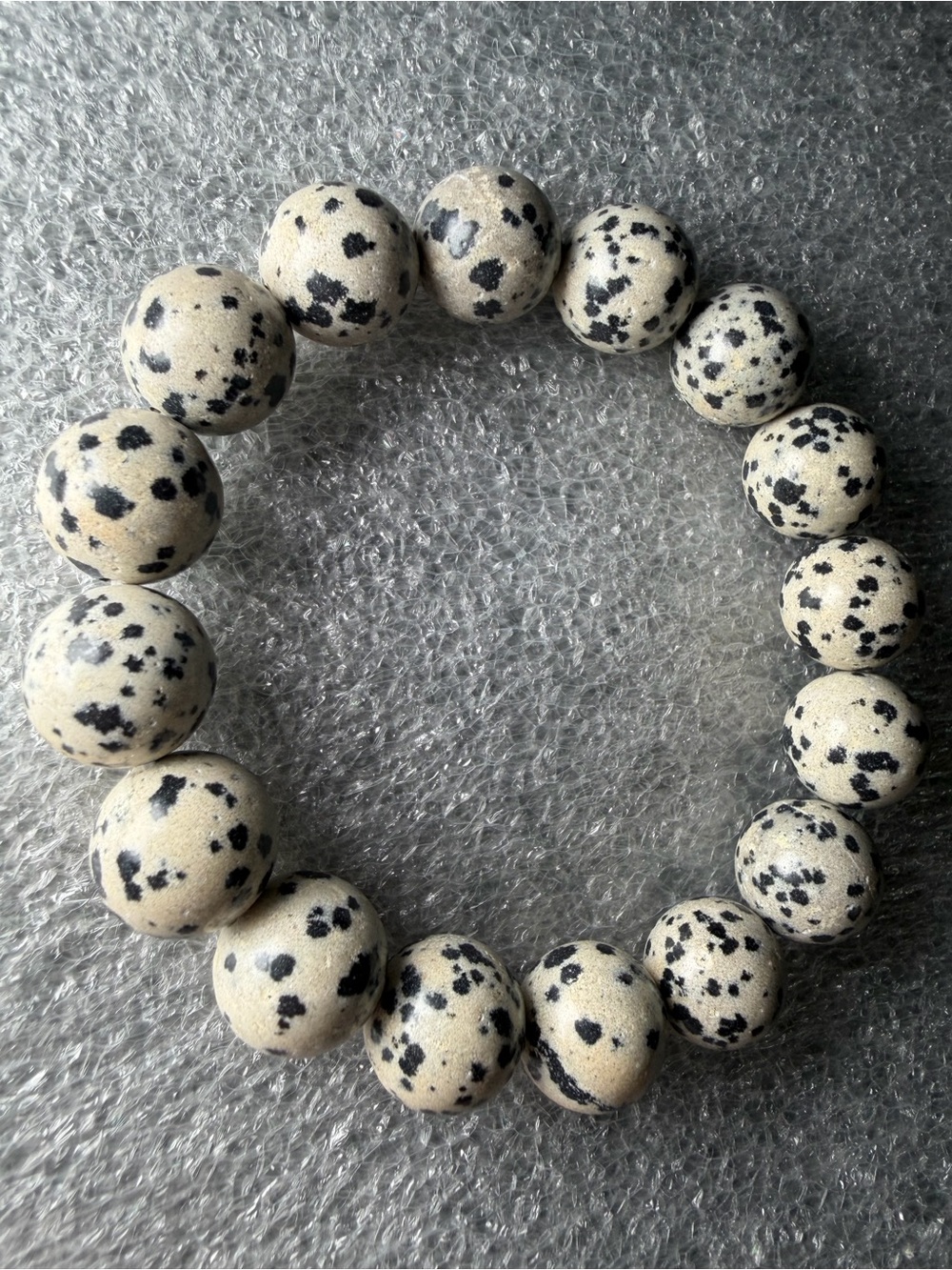 Beautiful 12MM Dalmatian Jasper Natural Crystal Bracelet